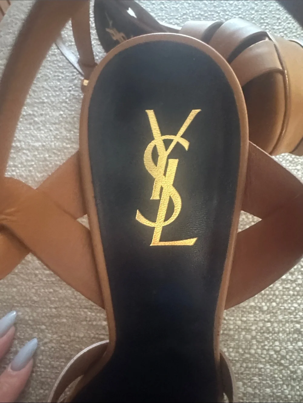 Yves Saint Laurent Tribute Leather Platform Sandals - Picture 8 of 10